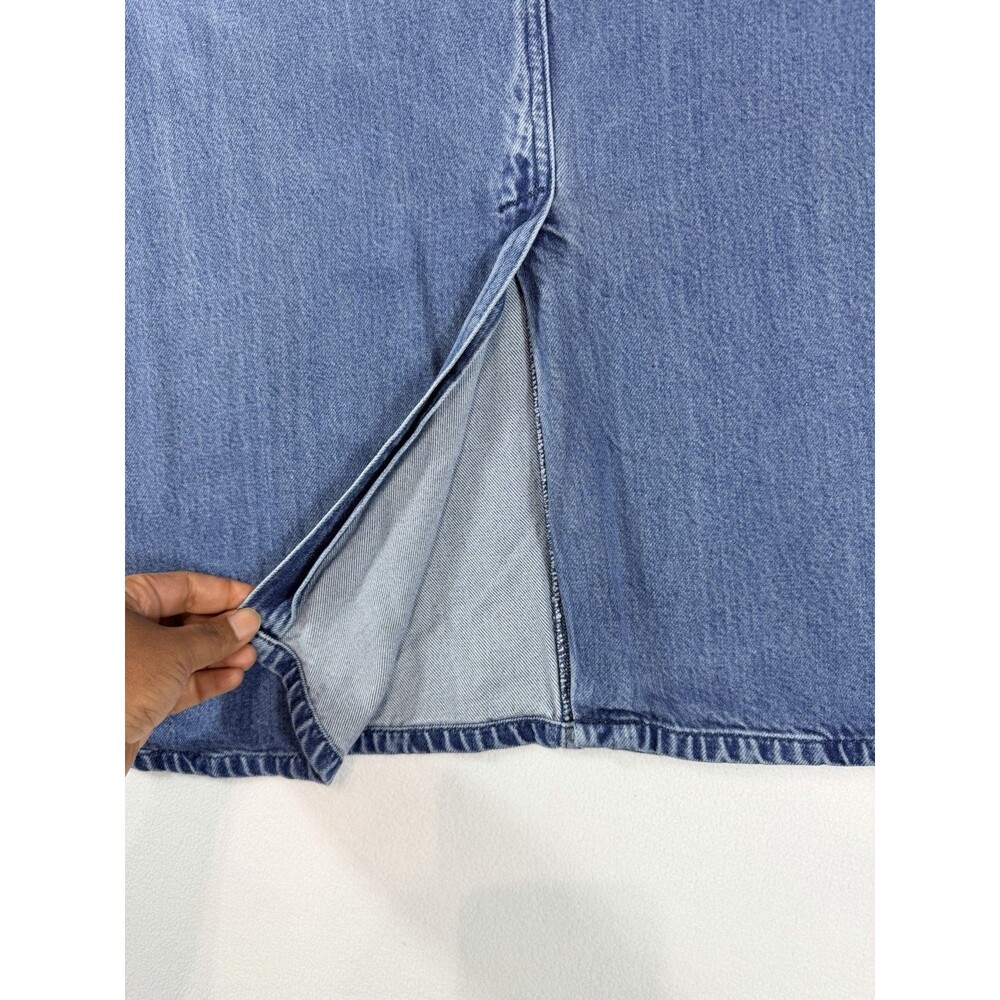 J.Jill Denim Skirt Women’s 4P Blue A-Line Midi Stretch Cotton Back Slit - Picture 6 of 11
